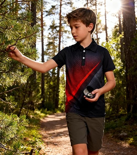 uideazone Boys Polo Shirts Dry Fit Performance Golf Short Sleeve Casual School Uniform Size 5-14