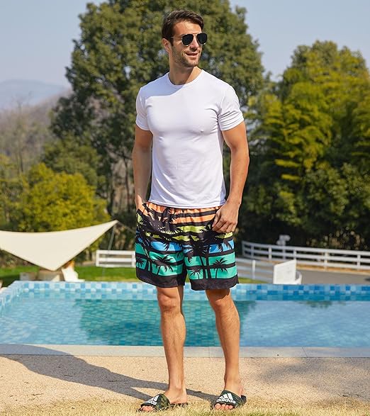 Cozople Mens Swim Trunks 7Inch with Compression Liner Quick Dry Swimsuit Swim Shorts Phone Pocket Swimwear