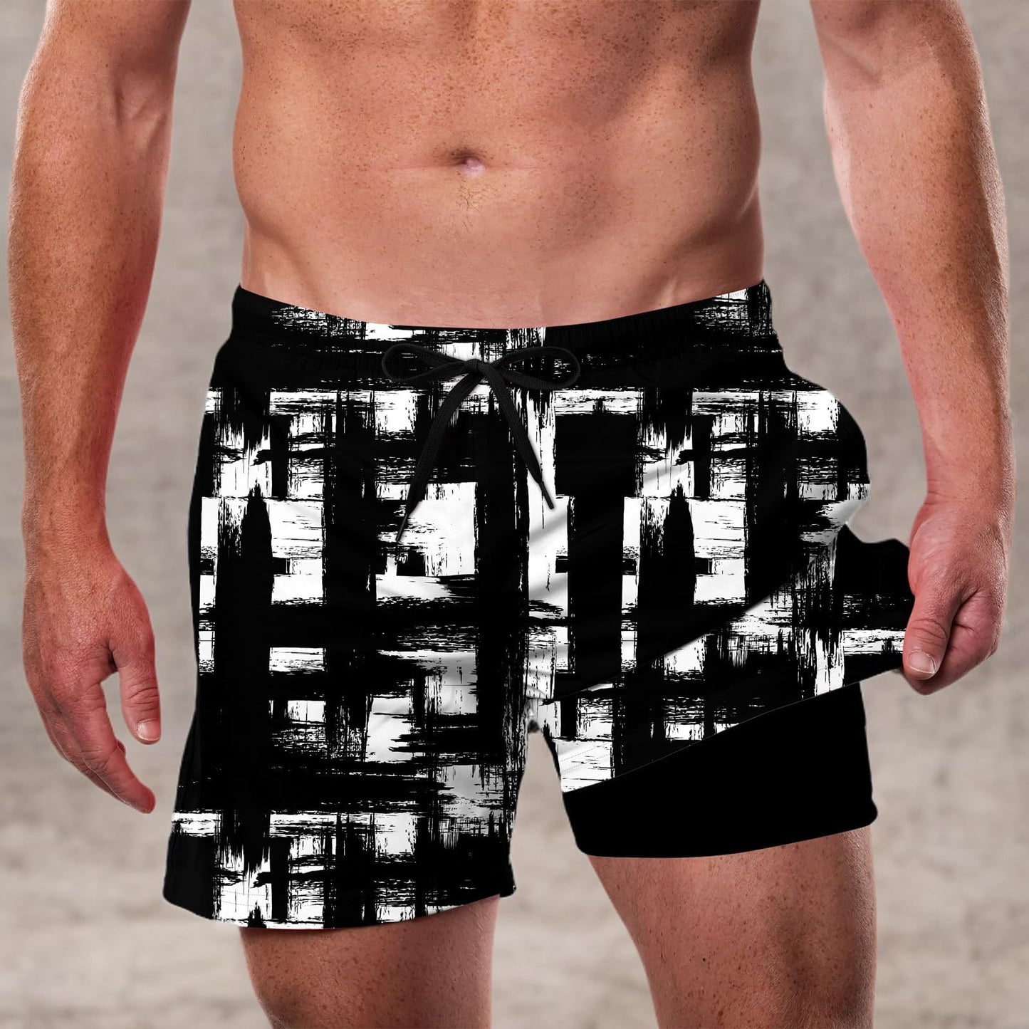 Cozople Mens Swim Trunks with Compression Liner 5.5" Inseam Quick Dry Bathing Suit Lightweight Swimming Shorts