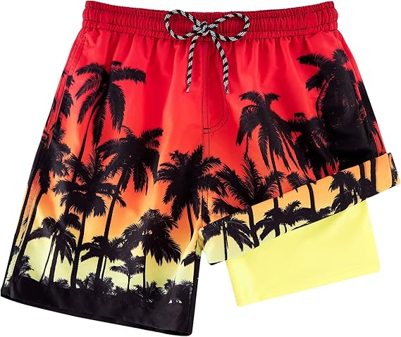 Cozople Boys Swim Trunks Compression Liner Swim Shorts Quick Dry Bathing Suit with Boxer Brief Swimwear 2-20T