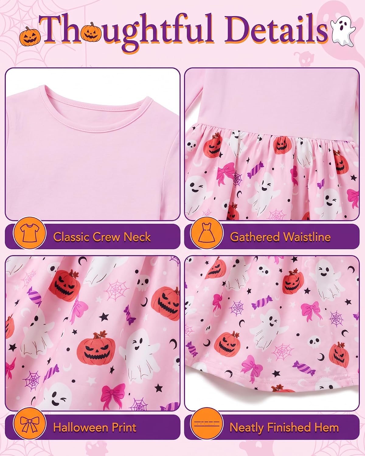Vogseek Girls Dress Toddler Fall Dress Long Sleeve Dresses Ages 3-7 | Toddler Girls Dress, Twirly Dress, A-Line Skirt,95%Cotton-5%Spandex Top, School, Party, Casual，Various Prints