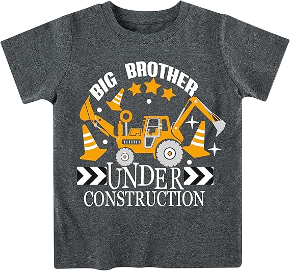 Funnycokid Big Brother T Shirt for Toddler Boys Tee Construction Promoted Short Sleeve 1-6 Years