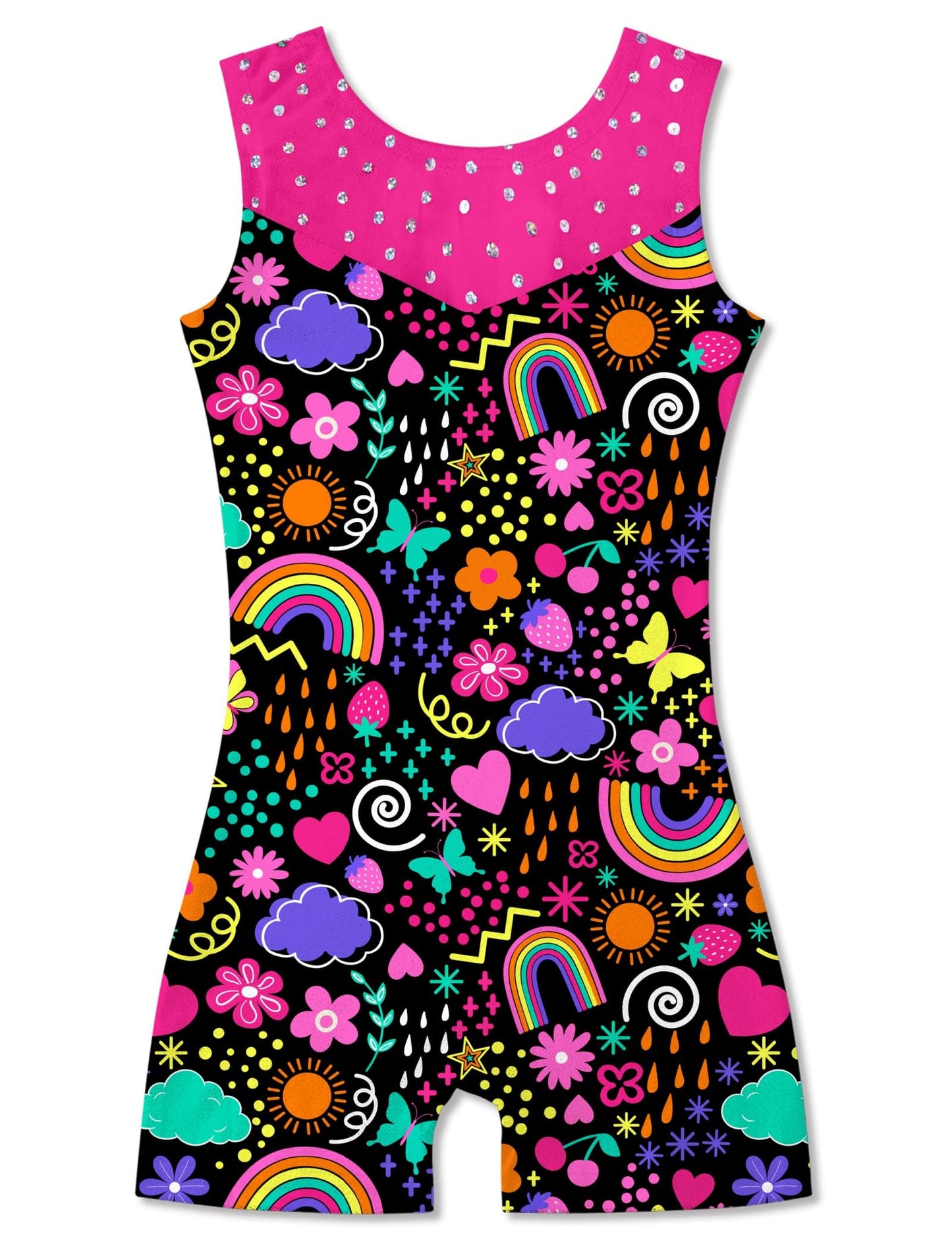 Belovecol Gymnastics Leotards for Girls Sparkly Unitard with Shorts Mesh 4-Way Stretch Tumbling Outfits 2-8T