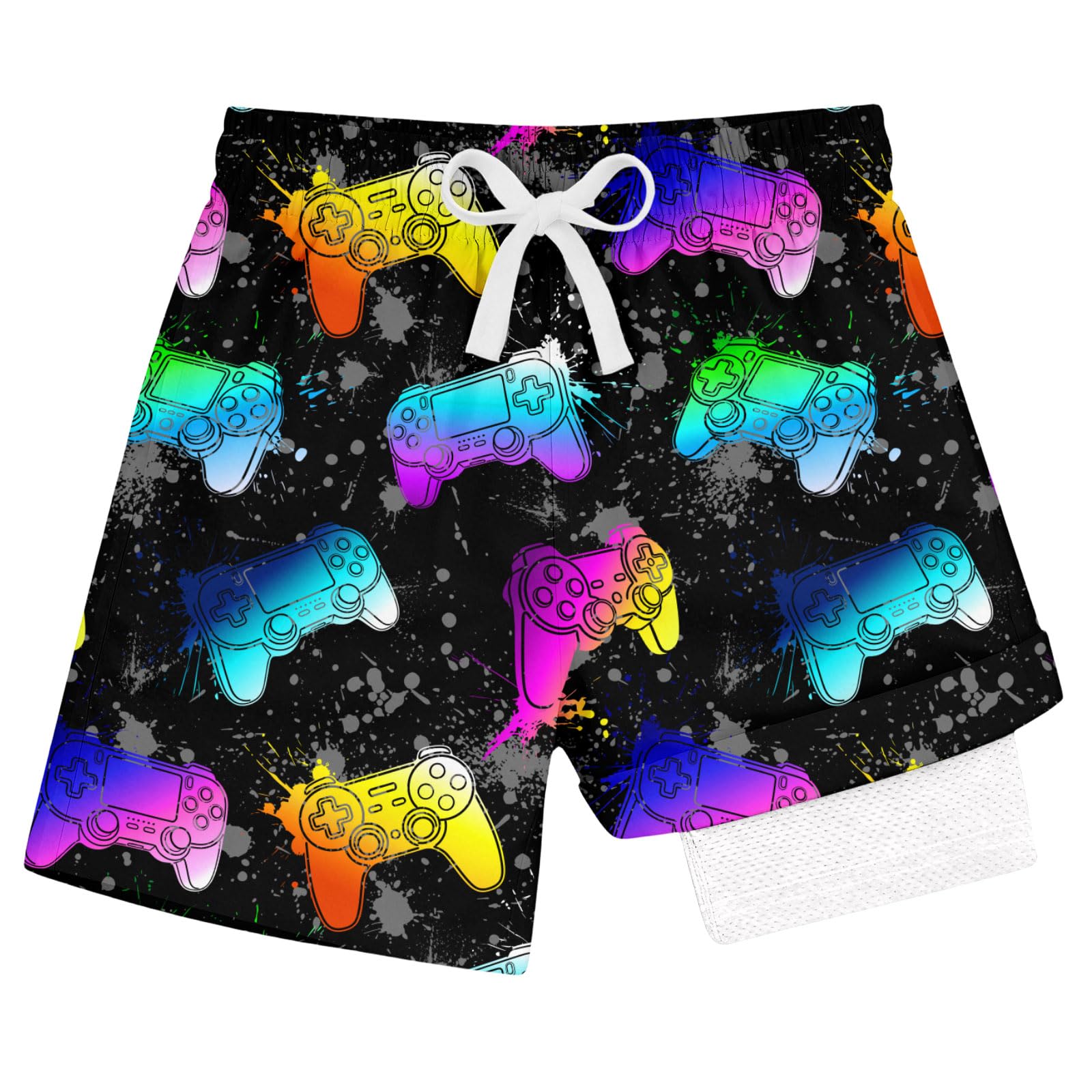 Cozople Boys Swim Trunks Compression Liner Swim Shorts Quick Dry Bathing Suit with Boxer Brief Swimwear 4-10T