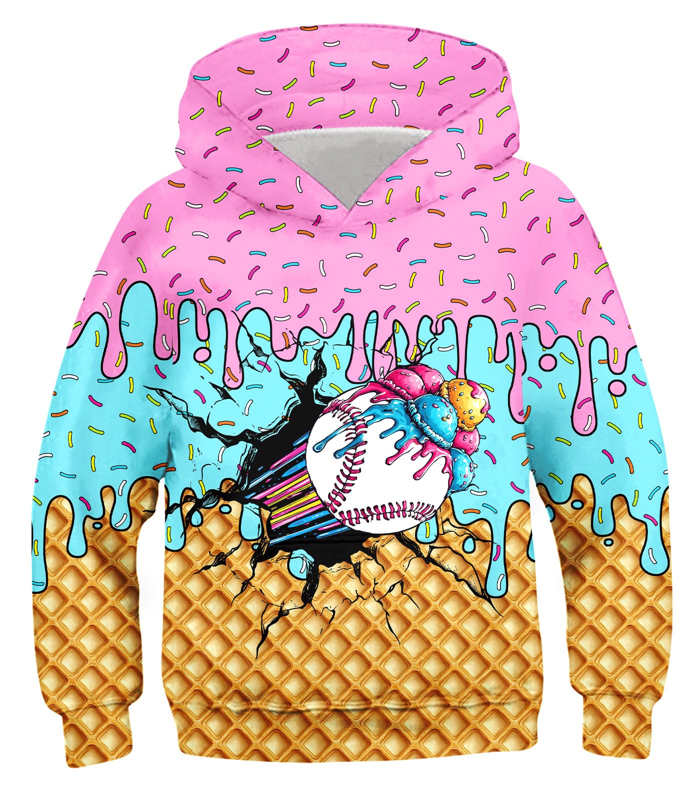 Move Dance Boys Hoodies Ice Cream Baseball Pullover Sweatshirts Size 7-16