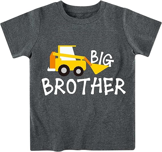 Funnycokid Big Brother T Shirt for Toddler Boys Tee Construction Promoted Short Sleeve 1-6 Years