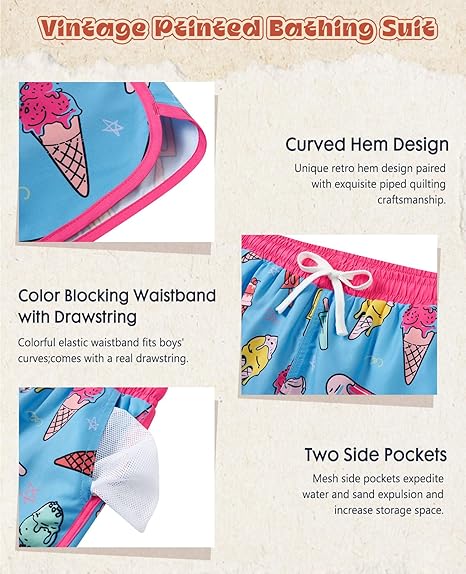 Cozople Boys Swim Trunks with Compression Liner Vintage Bathing Suit Quick Dry Swim Short Swimsuit 7-16T