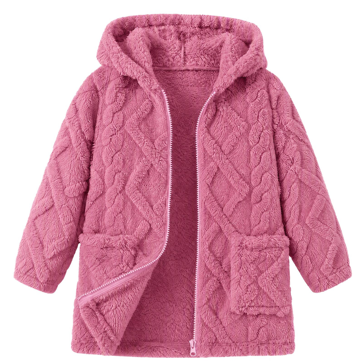 Toddler Girls Fleece Jacket Hooded Coats Winter Outwear 2-6 Years