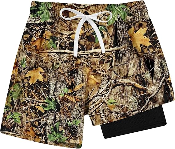 Cozople Boys Swim Trunks with Boxer Brief Liner Compression Swimwear Quick Dry Swim Shorts Bathing Suits 7-20 Years