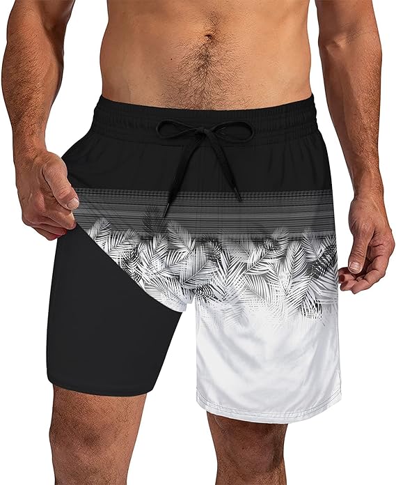 Cozople Mens Swim Trunks 7Inch with Compression Liner Quick Dry Swimsuit Swim Shorts Phone Pocket Swimwear