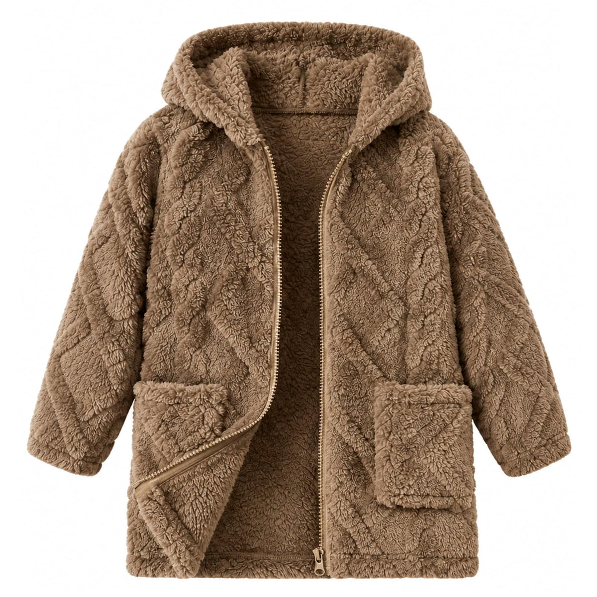 Toddler Girls Fleece Jacket Hooded Coats Winter Outwear 2-6 Years