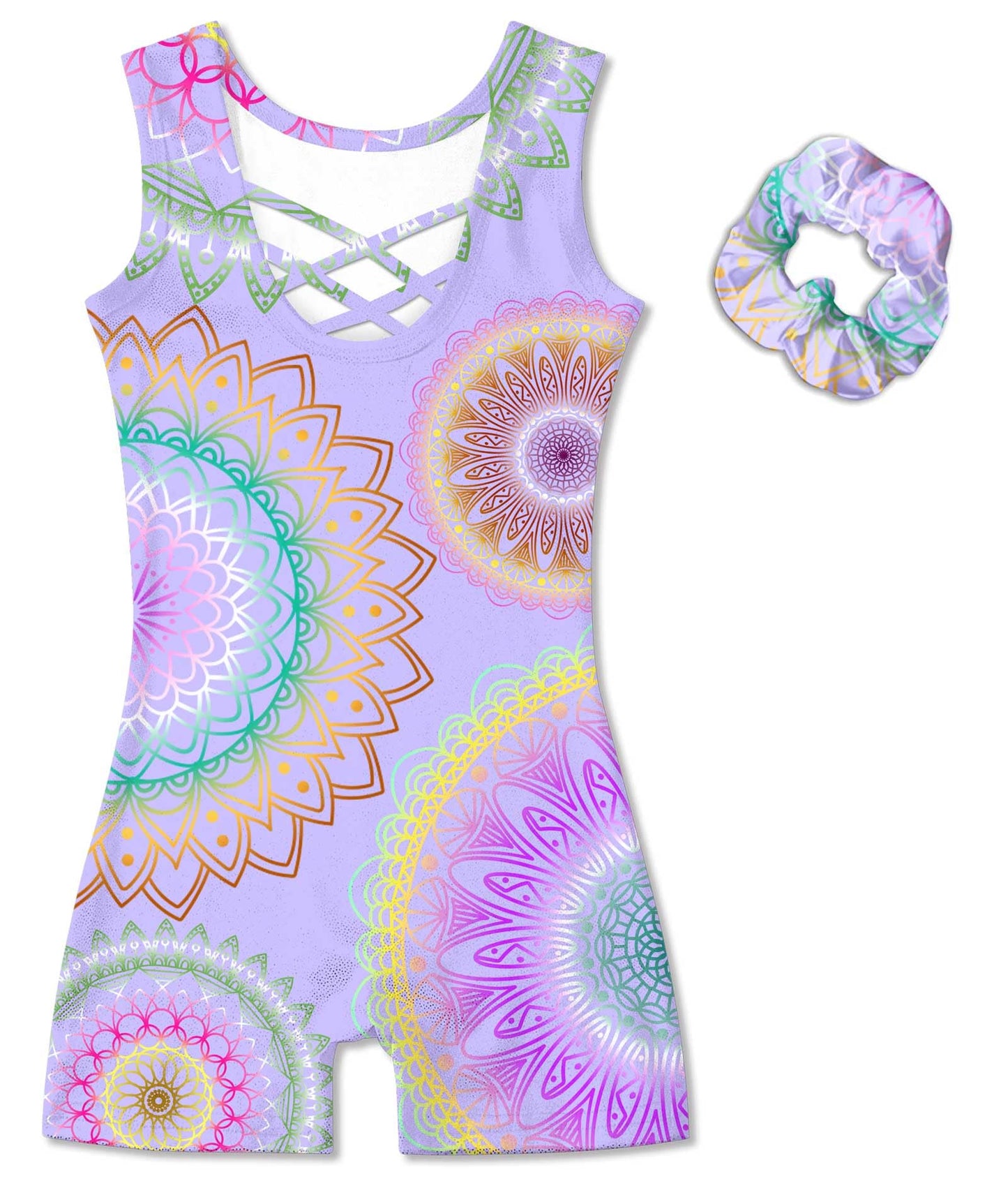uideazone Gymnastics Leotards for Girls Dance Biketards Leotar with Hair Scrunchi 3-8Y