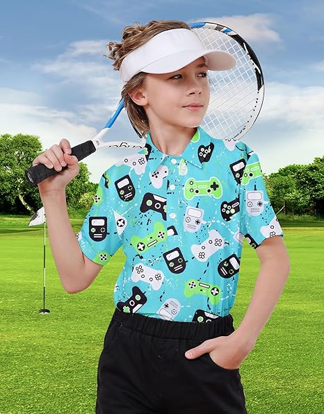 Boys Performance Polo Shirt Short Sleeve Golf Clothes for Active Casual Size 5-14