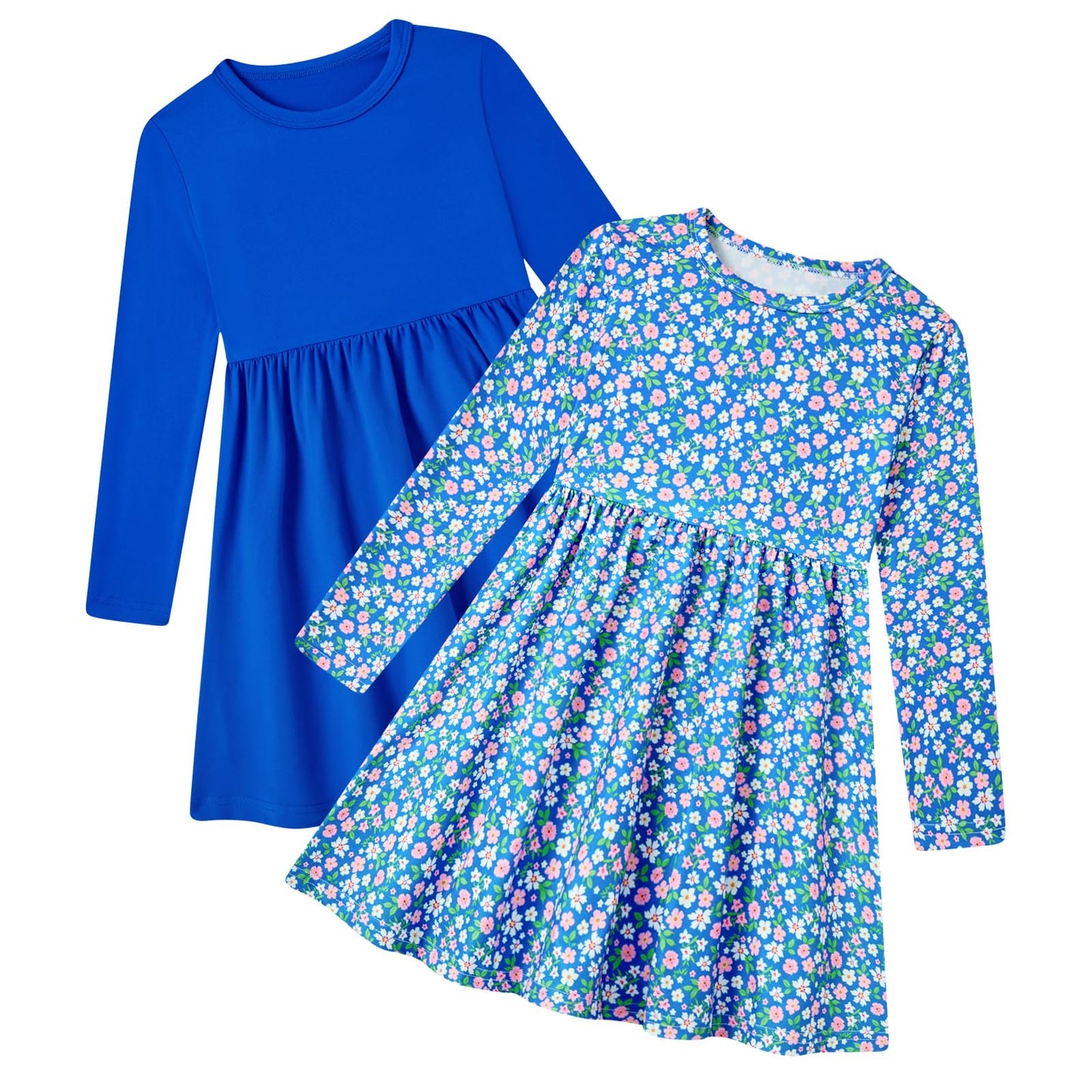 Funnycokid Toddler Girls Dress Long Sleeve Clothes Kids 3-7 Years