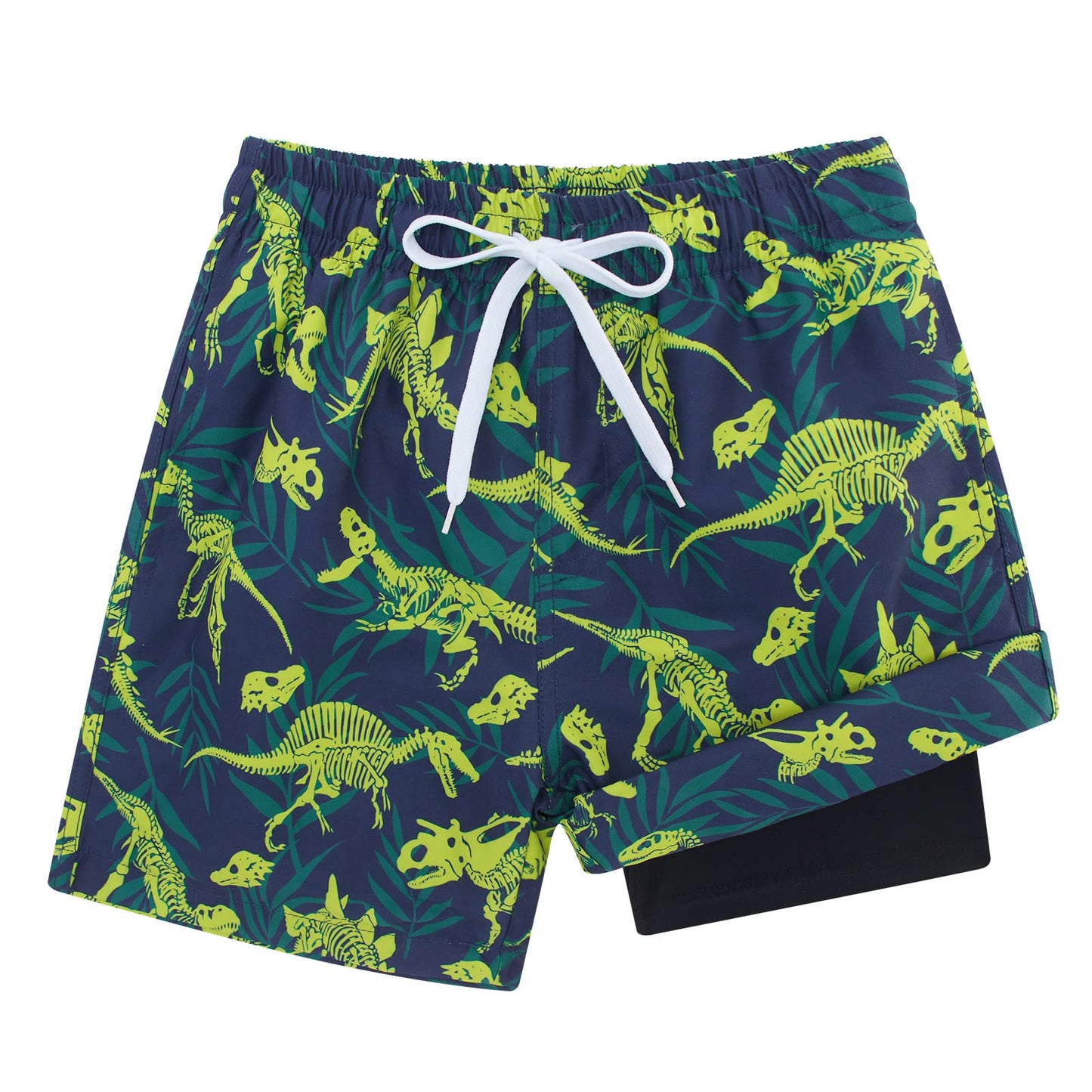 Cozople Boys Swim Trunks Compression Liner Swim Shorts Quick Dry Bathing Suit with Boxer Brief Swimwear 4-10T
