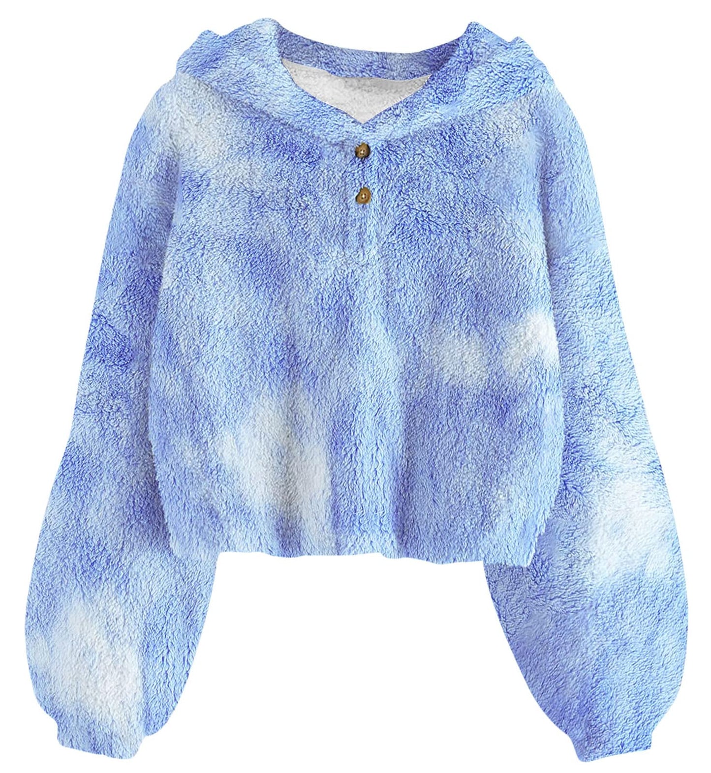 TUONROAD Girl's Fuzzy Hoodies Warm Loose Button Pullover Oversized Sherpa Jacket Coat