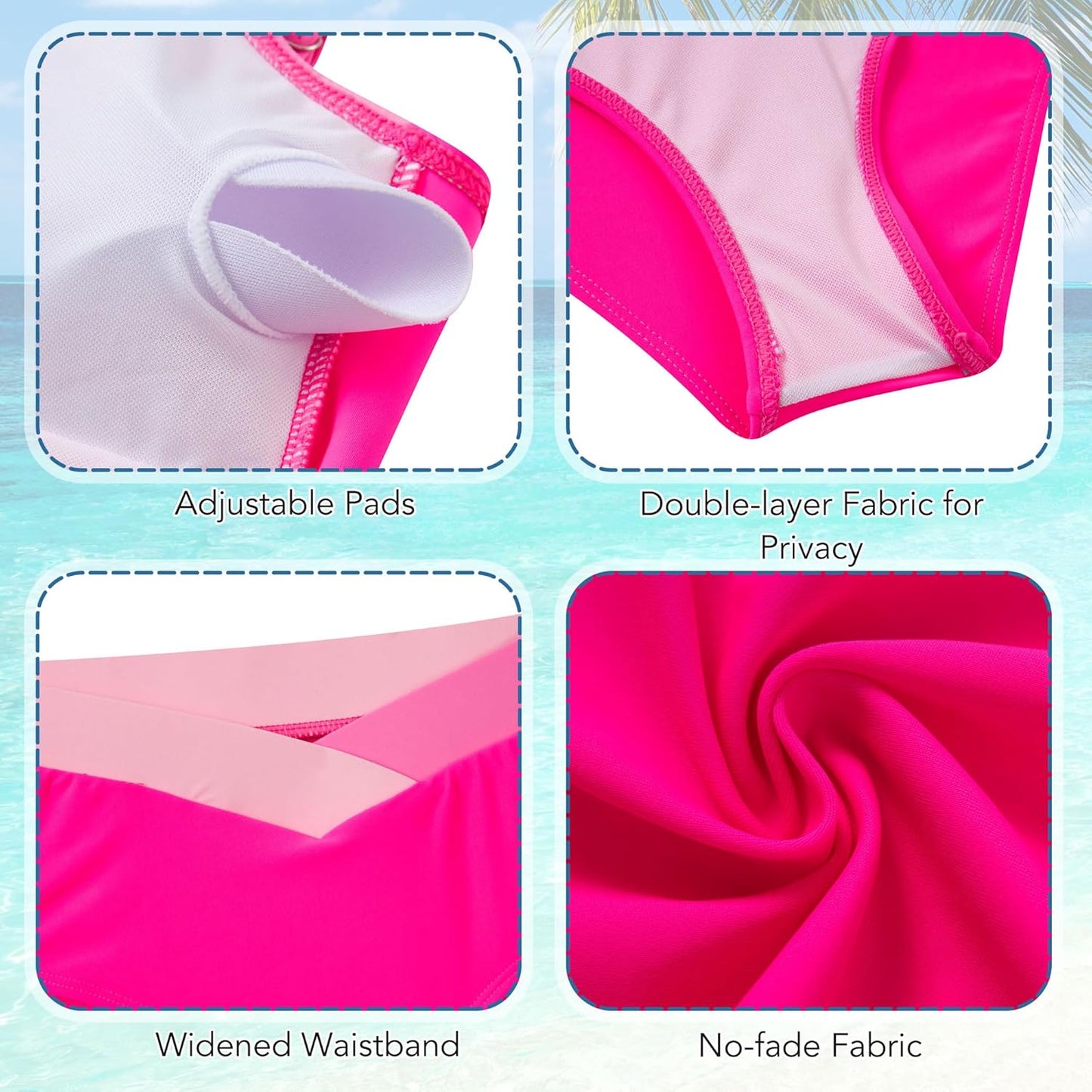 Teen Girls Swimsuit Size 9-16 Two Pieces Bikini Sets with Chest Pad Bathing Suit Color Block Swimwear