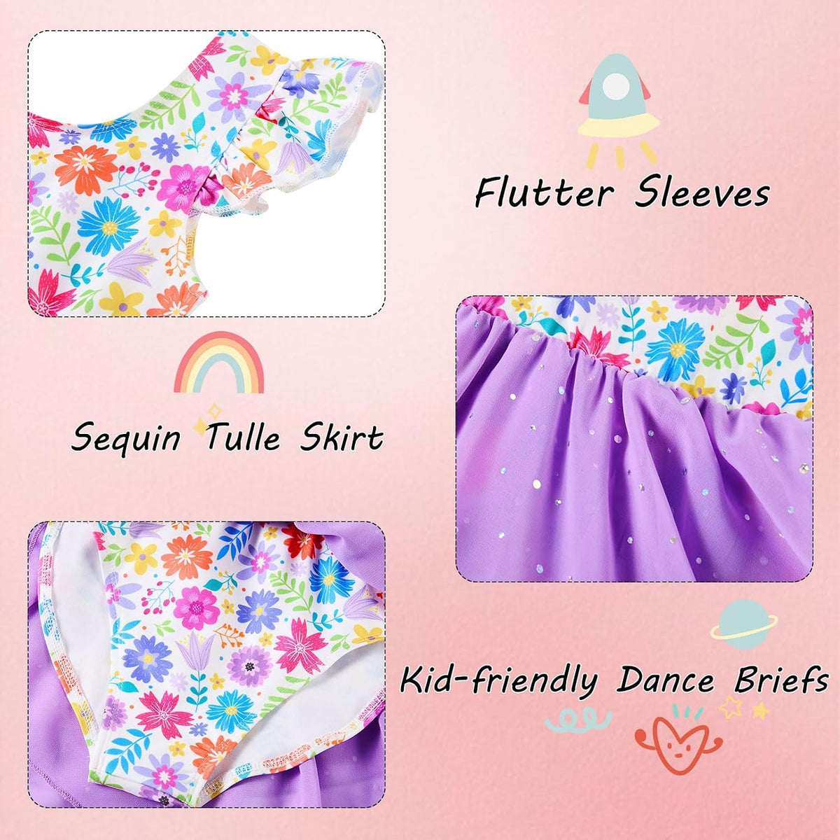 Funnycokid Ballet Leotards for Girls Ballerina Outfit, 2-9 Years