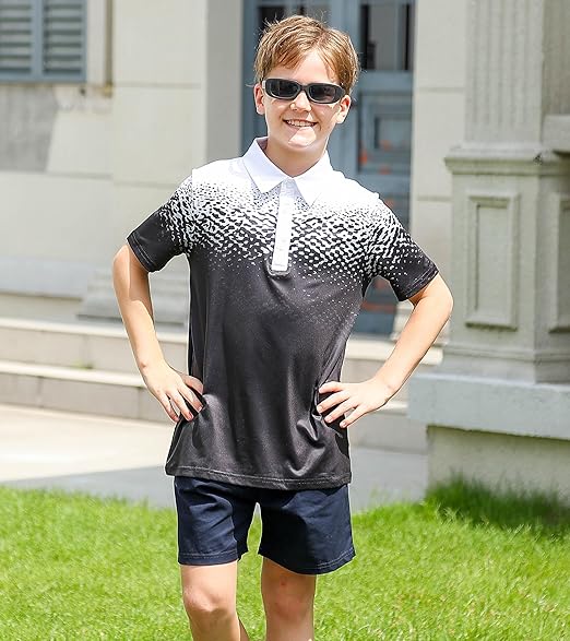 uideazone Boys Polo Shirts Dry Fit Performance Golf Short Sleeve Casual School Uniform Size 5-14