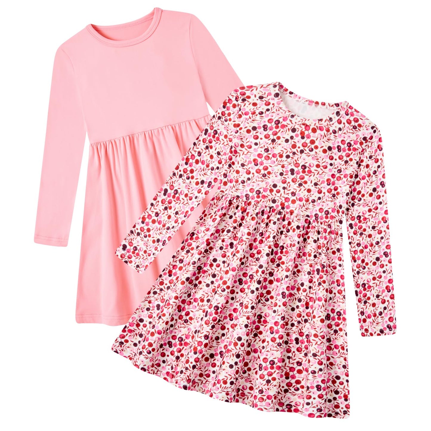 Funnycokid Toddler Girls Dress Long Sleeve Clothes Kids 3-7 Years