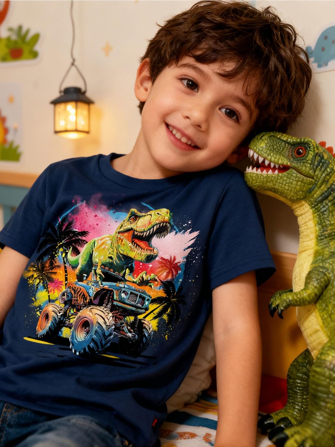 Funnycokid Toddler Boys Shirts Graphic T-Shirt Kids Short Sleeve Tees 2-7 Years