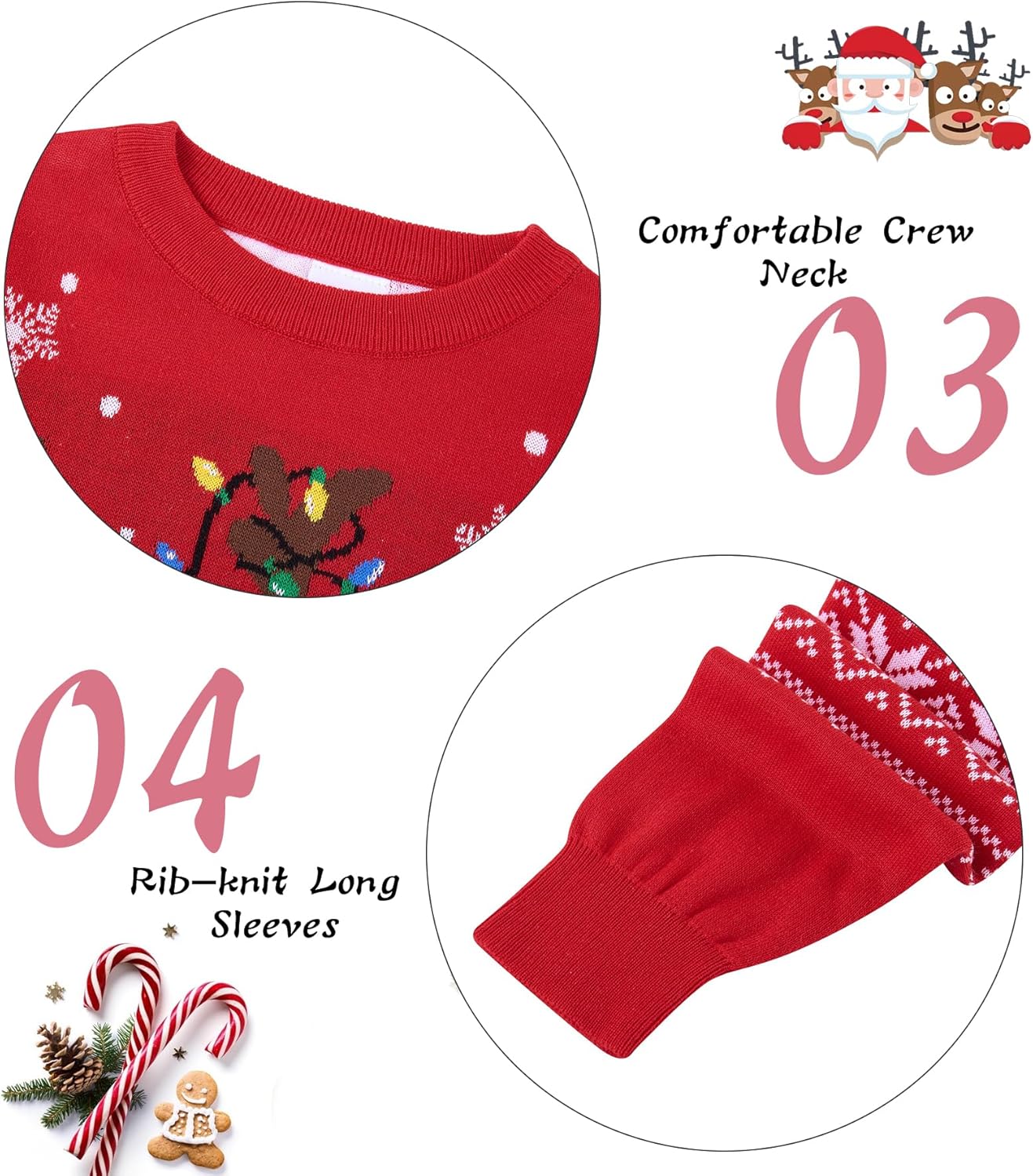 Boys Girls Ugly Christmas Sweater 3D Cool Long Sleeve Knitted Sweatshirt Cozy Crewneck Pullover Jumper 3-12 Years