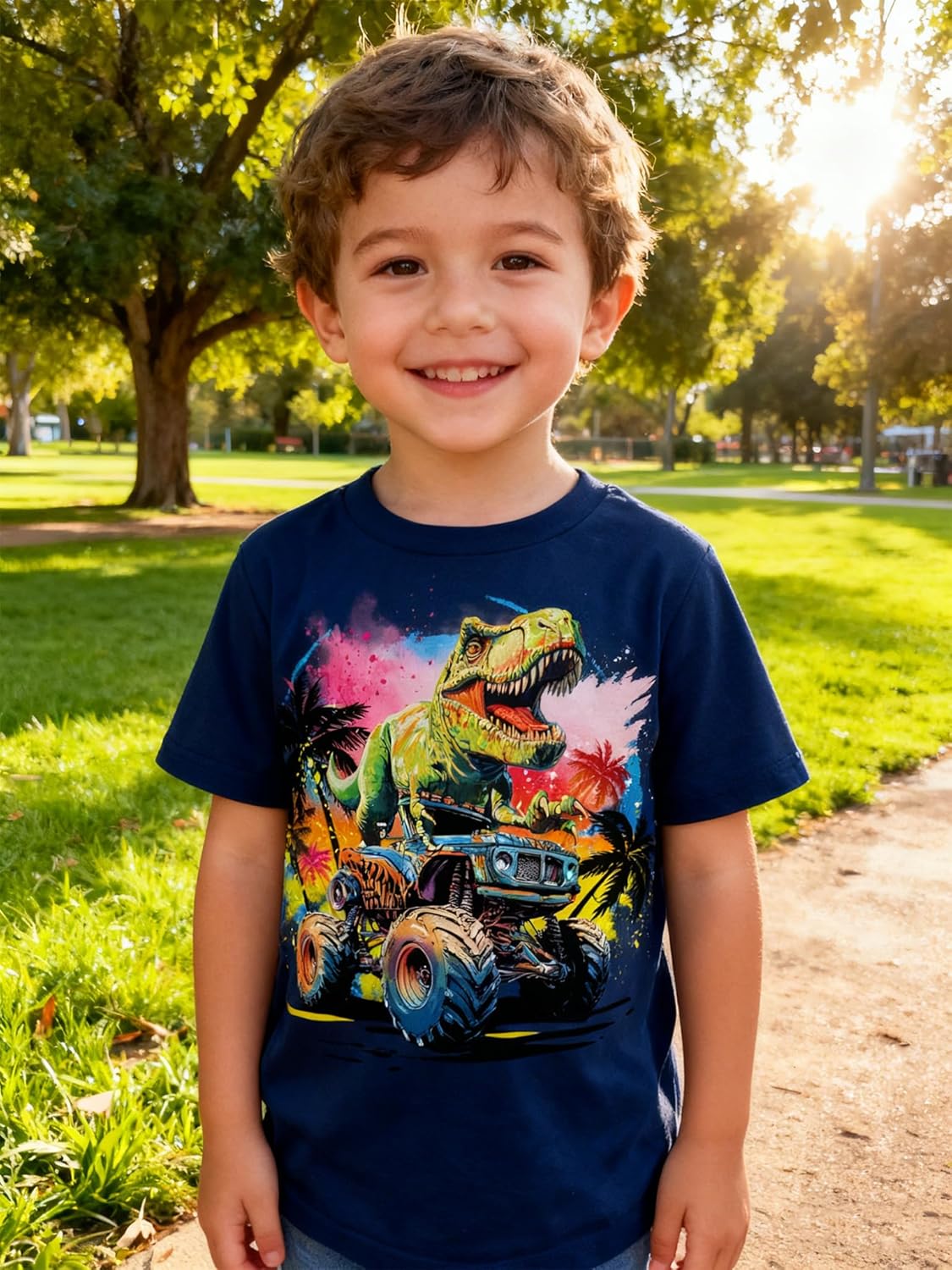 Funnycokid Toddler Boys Shirts Graphic T-Shirt Kids Short Sleeve Tees 2-7 Years