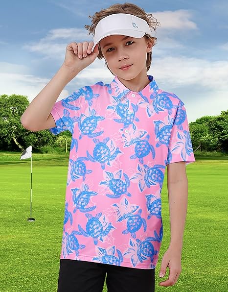 Boys Performance Polo Shirt Short Sleeve Golf Clothes for Active Casual Size 5-14