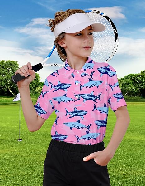 Boys Performance Polo Shirt Short Sleeve Golf Clothes for Active Casual Size 5-14
