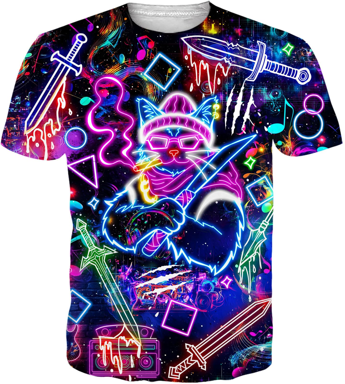 RAISEVERN Mens T-Shirts Cool Novelty Crewneck Short Sleeve Funny Graphic Top Casual Tees for Women