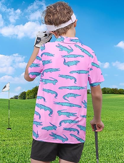 Boys Performance Polo Shirt Short Sleeve Golf Clothes for Active Casual Size 5-14