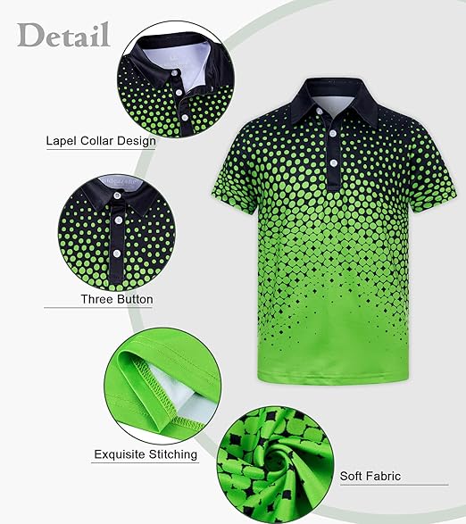 uideazone Boys Polo Shirts Dry Fit Performance Golf Short Sleeve Casual School Uniform Size 5-14