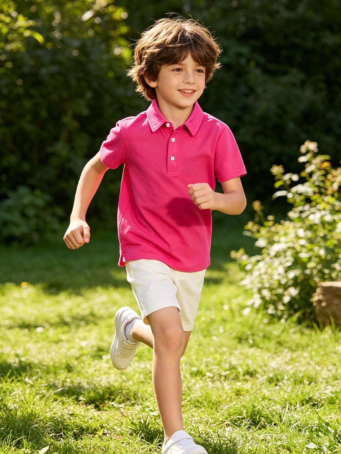 Cozople Boys Performance Polo Dry Fit Short Sleeve Solid Golf Shirt Casual School Uniform Tops for Kids Size 5-14