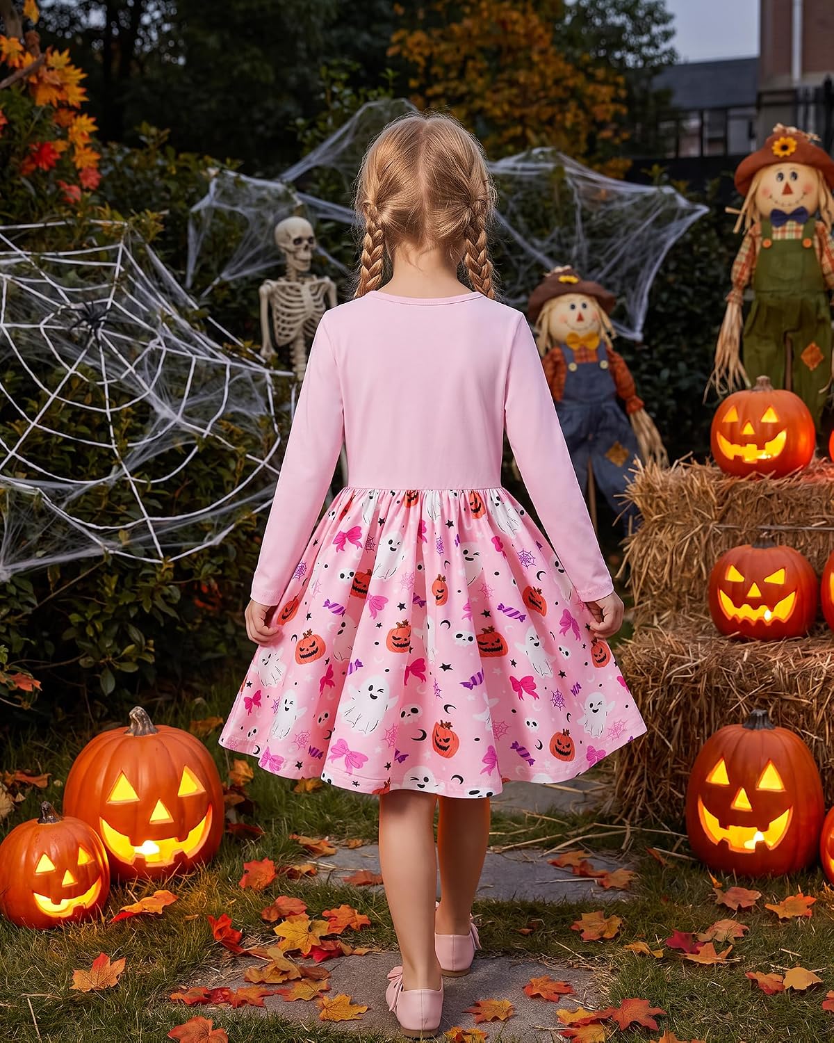 Vogseek Girls Dress Toddler Fall Dress Long Sleeve Dresses Ages 3-7 | Toddler Girls Dress, Twirly Dress, A-Line Skirt,95%Cotton-5%Spandex Top, School, Party, Casual，Various Prints