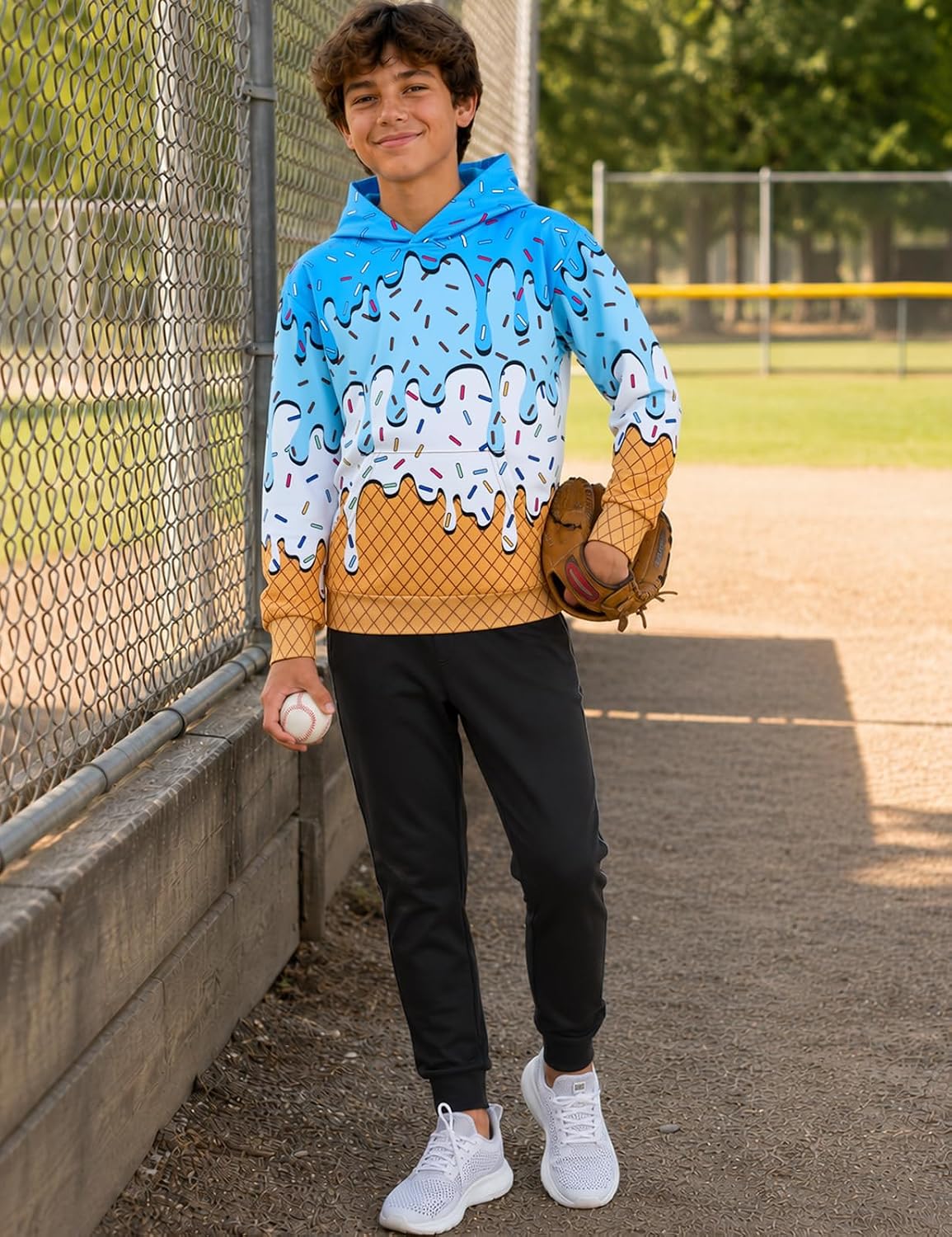Move Dance Boys Hoodies Ice Cream Baseball Pullover Sweatshirts Size 7-16