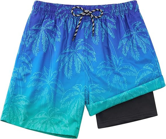 Cozople Boys Swim Trunks Compression Liner Swim Shorts Quick Dry Bathing Suit with Boxer Brief Swimwear 2-20T
