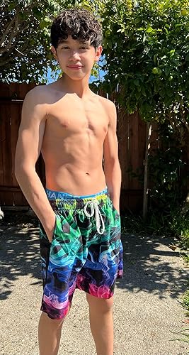 Idgreatim Teens Boys Swim Trunks Quick Dry Beach Swimwear UPF 50+ Board Shorts with Mesh Lining 6-14 Years