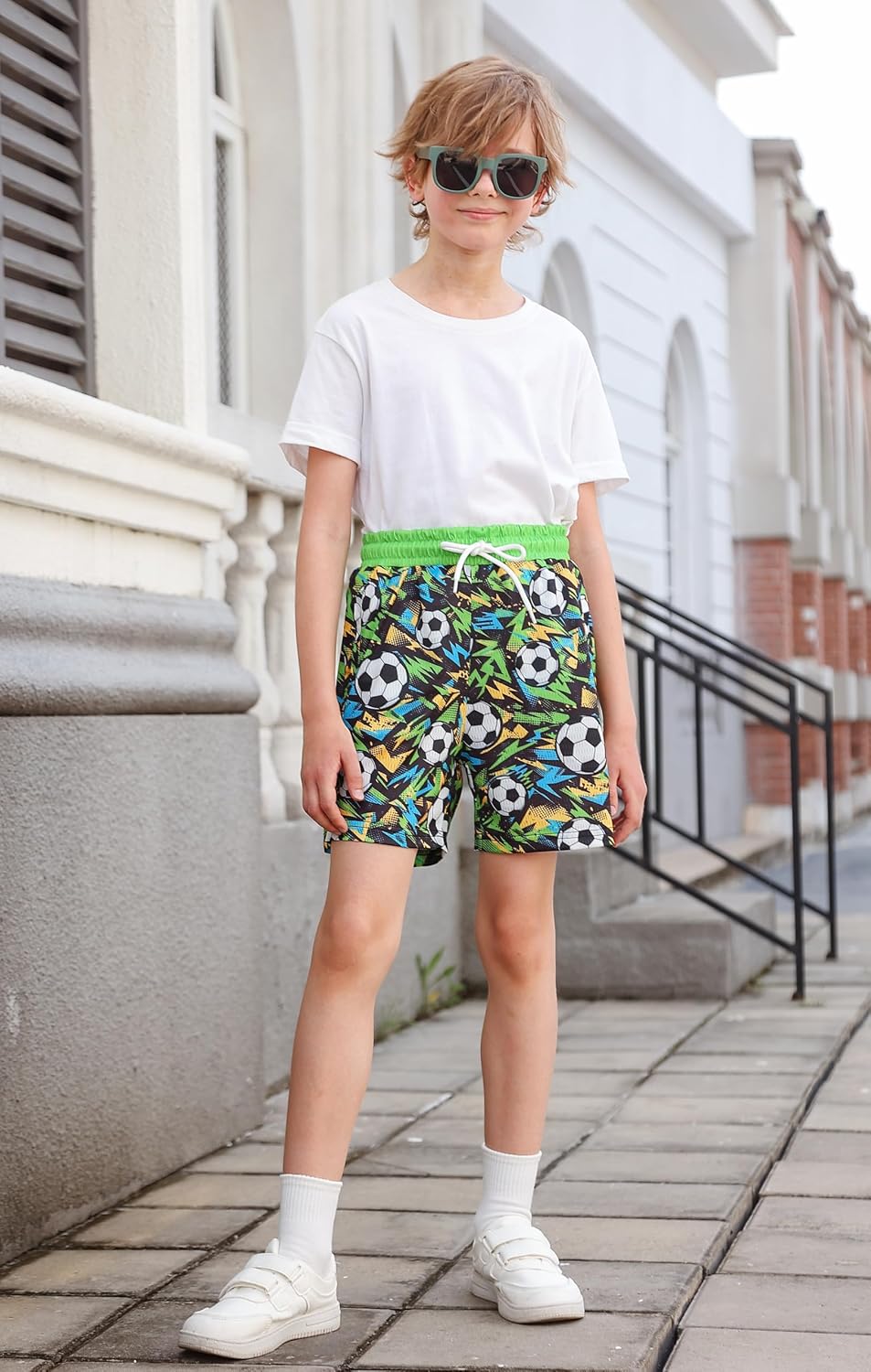 Cozople Boys Mesh Athletic Shorts Quick Dry Breathable 3D Print with Pocket | Boys Running Short Lightweight Stretchy Basketball Short with Drawstring Contrast Waist for 7-14 Years Kids Sport Training