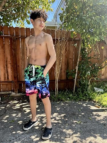 Idgreatim Teens Boys Swim Trunks Quick Dry Beach Swimwear UPF 50+ Board Shorts with Mesh Lining 6-14 Years