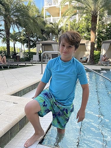Cozople Boys Swim Trunks with Boxer Brief Liner Compression Swimwear Quick Dry Swim Shorts Bathing Suits 7-20 Years