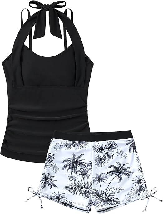 Girls Tankini Swimsuit 2 Piece Halterneck Bathing Suit for Teens Size 7-16