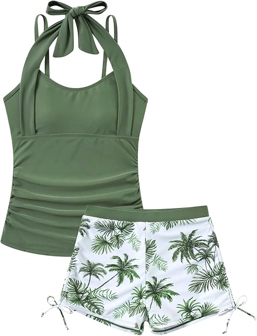 Girls Tankini Swimsuit 2 Piece Halterneck Bathing Suit for Teens Size 7-16